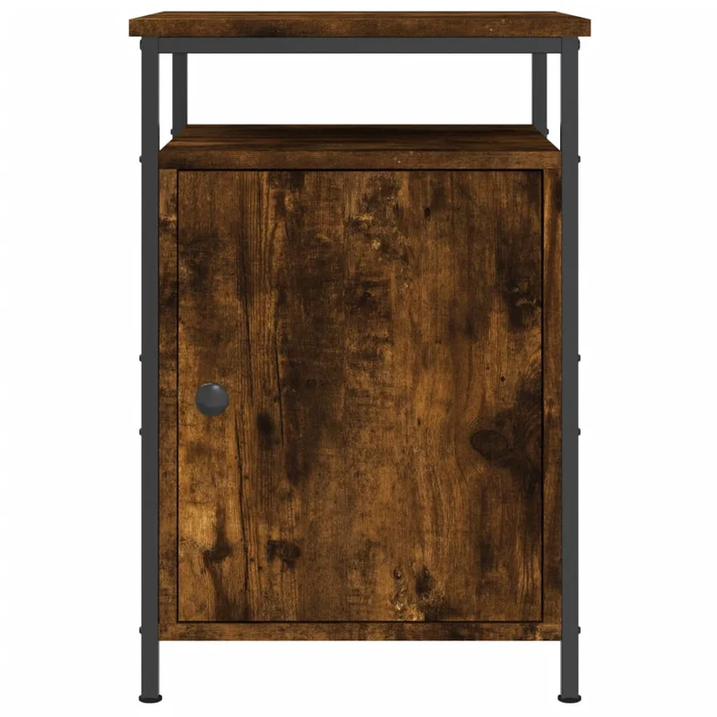 Table de chevet avec compartiment avec porte 40 x 42 x 60 cm bois d'ingénierie marron et fer DEC033644