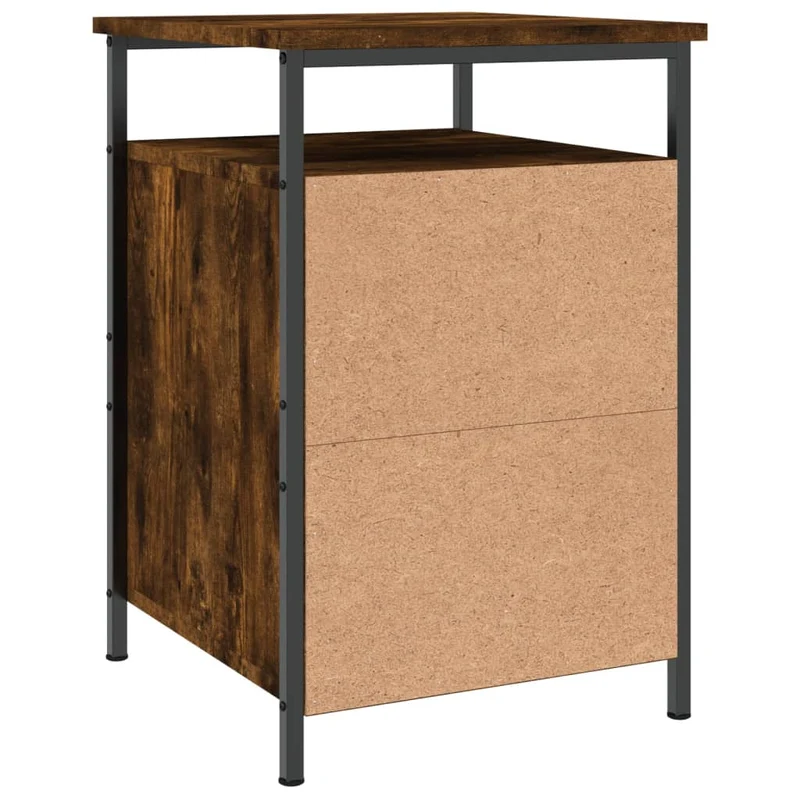 Table de chevet avec compartiment avec porte 40 x 42 x 60 cm bois d'ingénierie marron et fer DEC033644