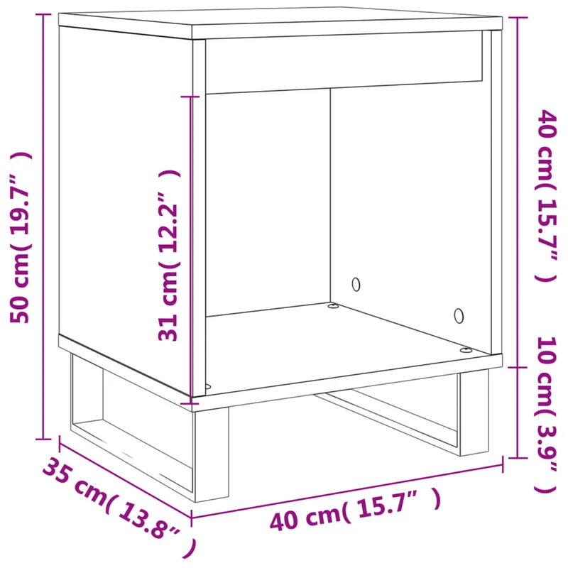 Lot de 2 tables de chevet avec compartiment ouvert 40 x 35 x 50 cm bois ingénierie marron et métal DEC035099