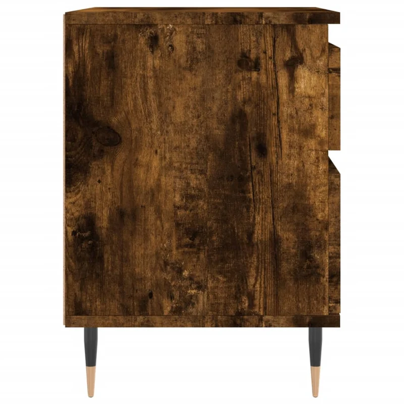 Lot de 2 tables de chevet avec tiroir et compartiment avec porte 40 x 35 x 50 cm bois ingénierie marron et métal DEC035093