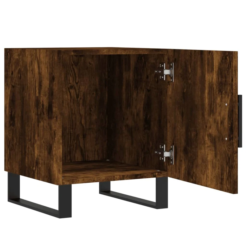 Lot de 2 tables de chevet avec compartiment avec porte 40 x 40 x 50 cm bois d'ingénierie marron et fer DEC035122