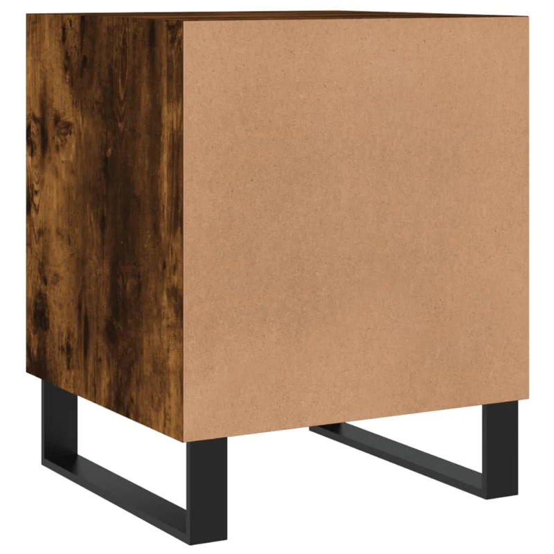 Lot de 2 tables de chevet avec compartiment avec porte 40 x 40 x 50 cm bois d'ingénierie marron et fer DEC035122