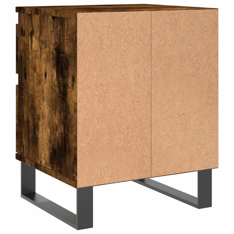 Lot de 2 tables de chevet avec deux tiroirs 40 x 35 x 50 cm bois ingénierie marron et métal DEC035094