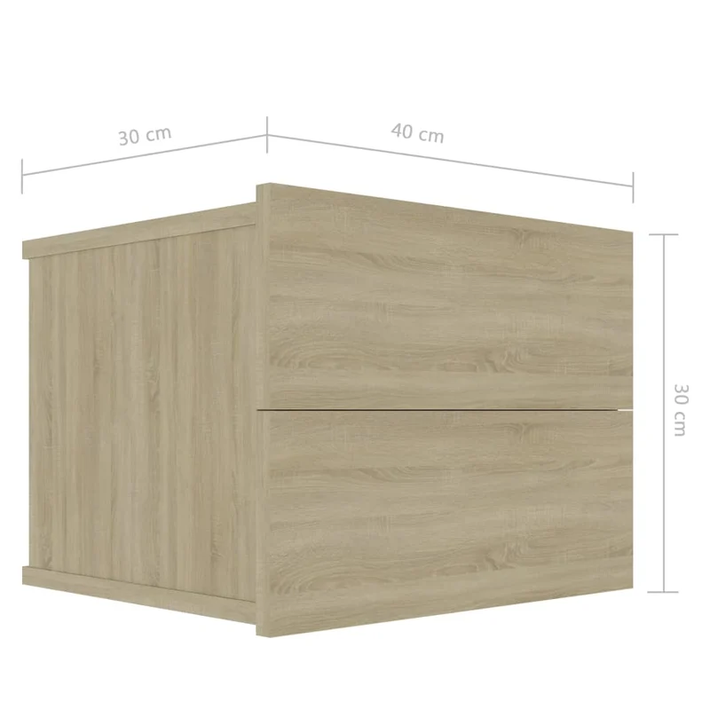 Lot de 2 tables de chevet murales avec tiroirs 40 x 30 x 30 cm en bois d'ingénierie couleur chêne DEC035227