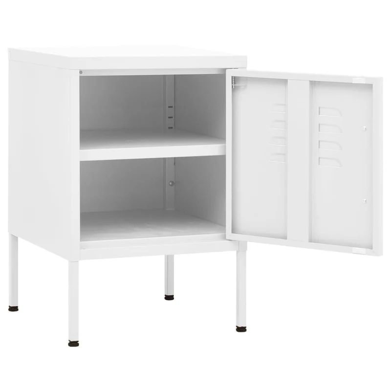 Lot de 2 tables de chevet avec compartiment avec porte 35 x 35 x 51 cm acier blanc DEC034861