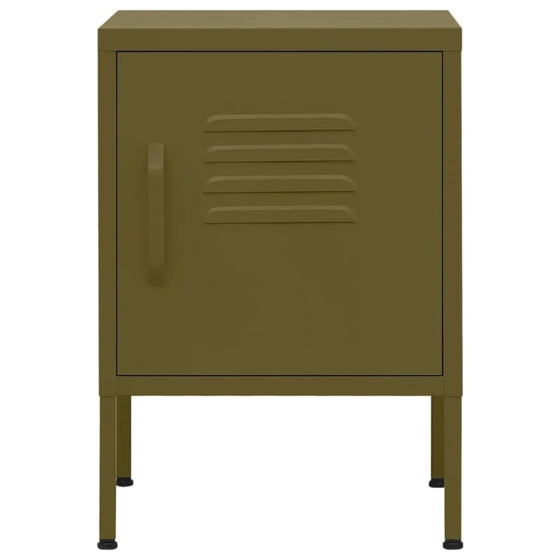 Table de chevet avec compartiment avec porte 35 x 35 x 51 cm acier vert DEC034697