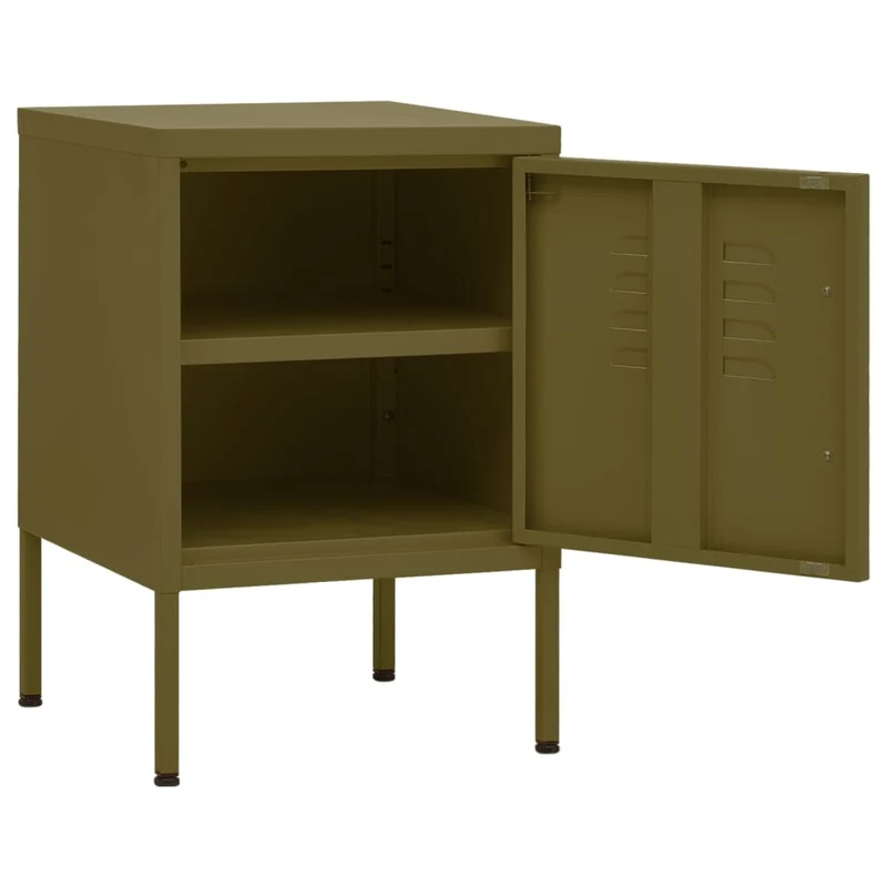 Table de chevet avec compartiment avec porte 35 x 35 x 51 cm acier vert DEC034697