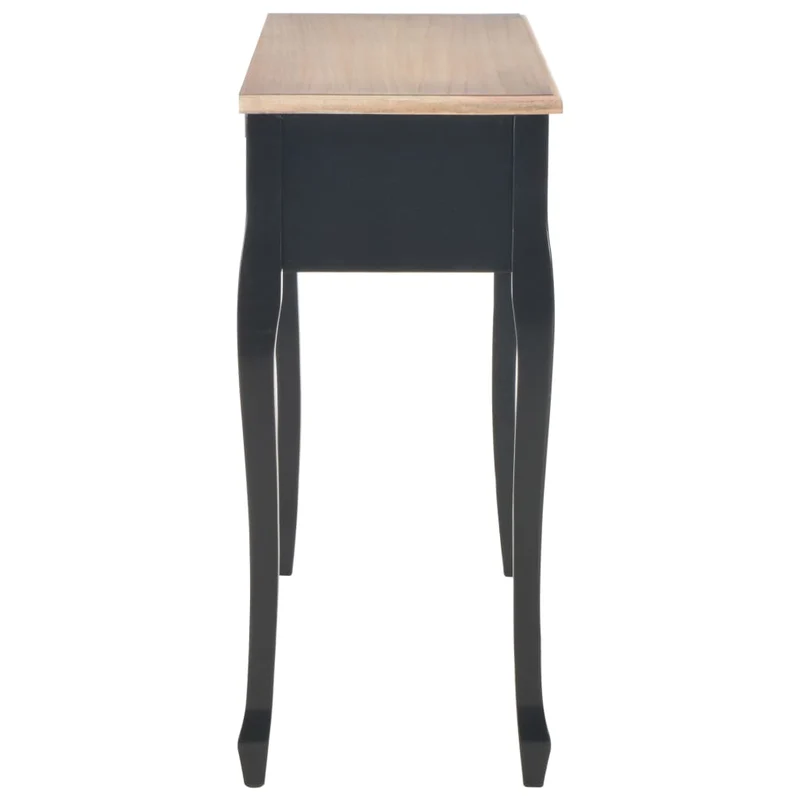 Table de console table coiffeuse avec 3 tiroirs MDF + bois de pin noir DEC032567