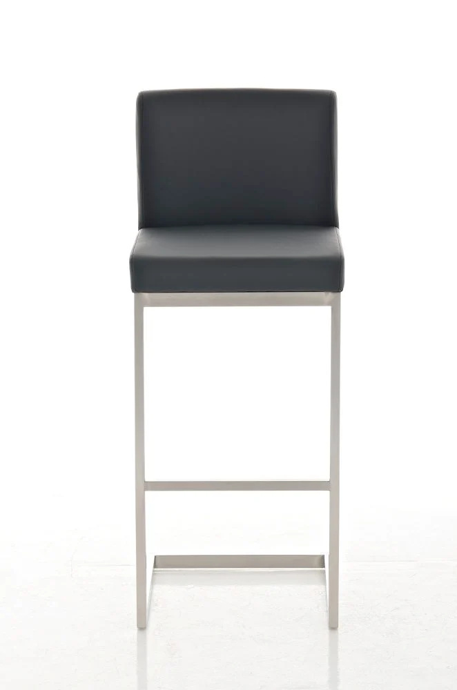 Lot de 2 tabourets de bar design moderne support en acier inoxydable assise en PVC noir 10_0004384