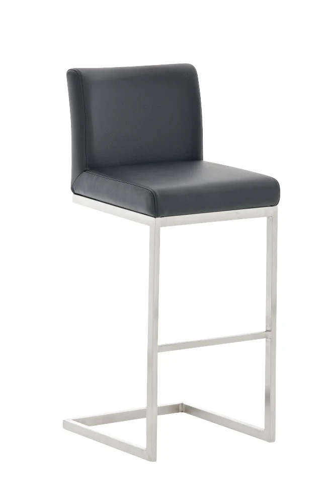 Lot de 2 tabourets de bar design moderne support en acier inoxydable assise en PVC noir 10_0004384