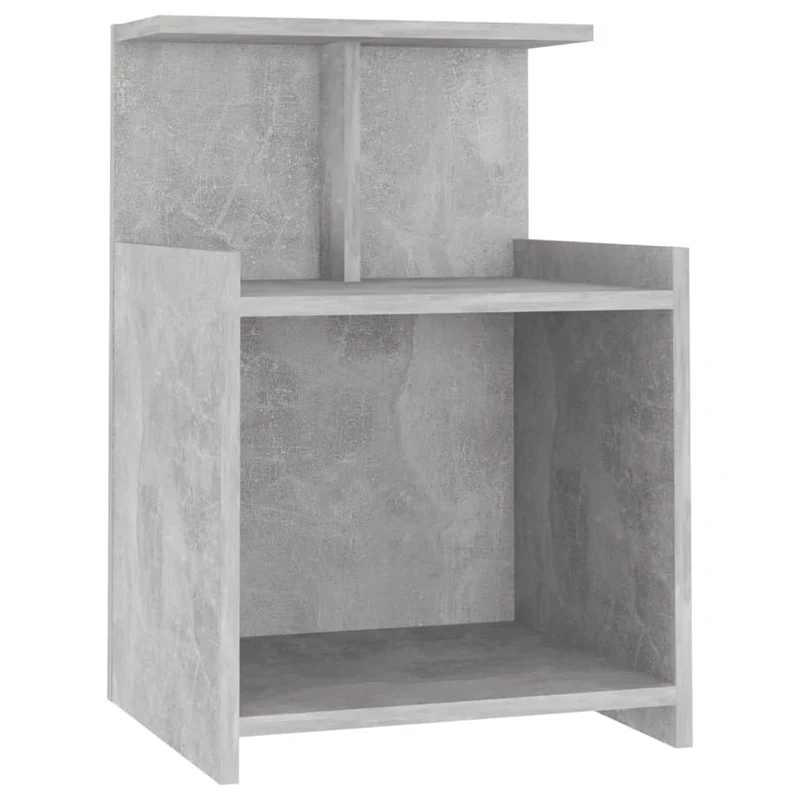 Lot de 2 tables de chevet avec étagères 40 x 35 x 60 cm aggloméré gris DEC035377