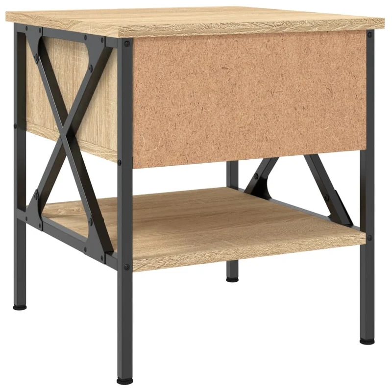 Lot de 2 tables de chevet avec tiroir et étagère 40 x 42 x 45 cm bois ingénierie couleur chêne et fer DEC035282