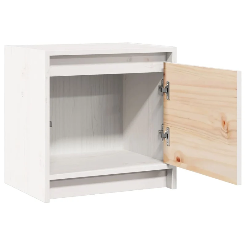 Lot de 2 tables de chevet avec compartiment avec porte 40 x 30,5 x 40 cm bois de pin blanc DEC034884