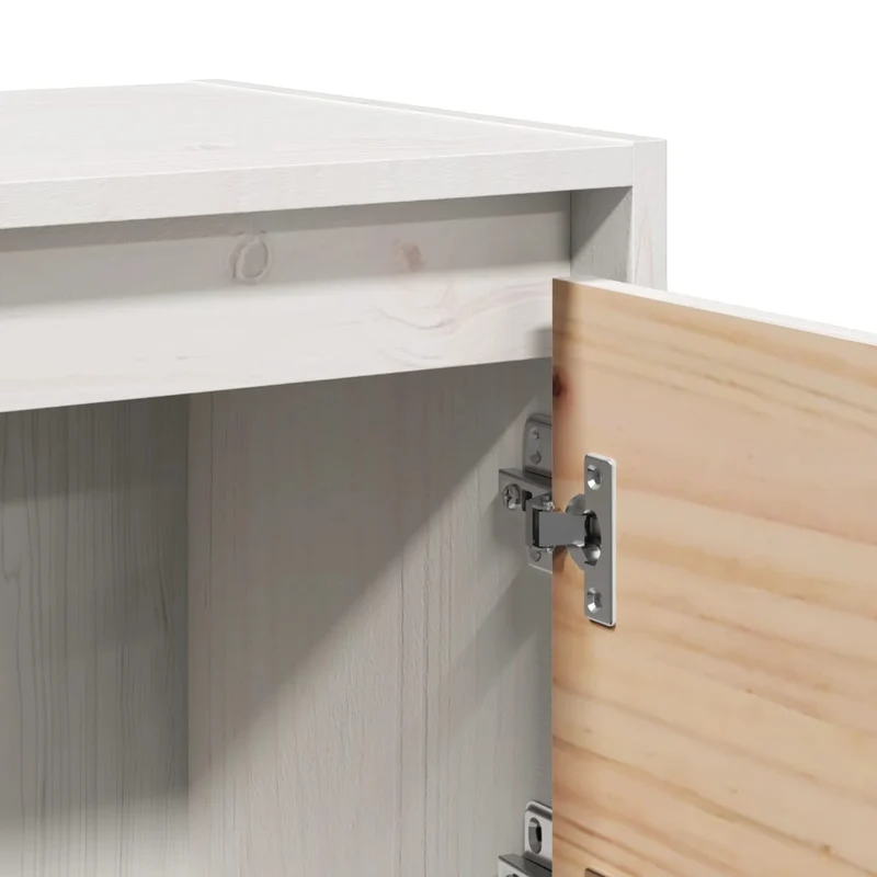 Lot de 2 tables de chevet avec compartiment avec porte 40 x 30,5 x 40 cm bois de pin blanc DEC034884
