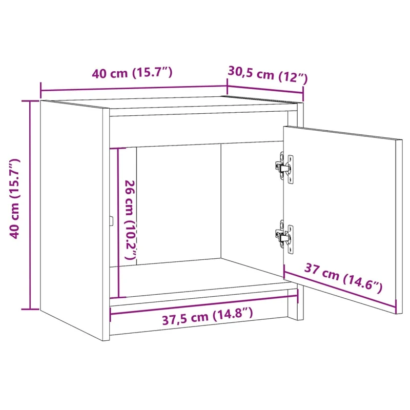 Lot de 2 tables de chevet avec compartiment avec porte 40 x 30,5 x 40 cm bois de pin blanc DEC034884