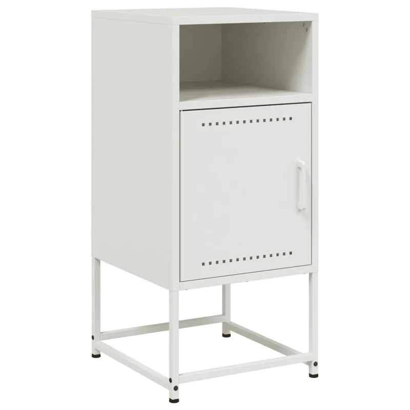 Lot de 2 tables de chevet avec compartiment avec porte 36 x 39 x 78 cm acier blanc DEC034876