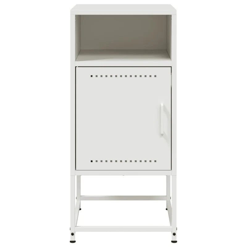 Lot de 2 tables de chevet avec compartiment avec porte 36 x 39 x 78 cm acier blanc DEC034876
