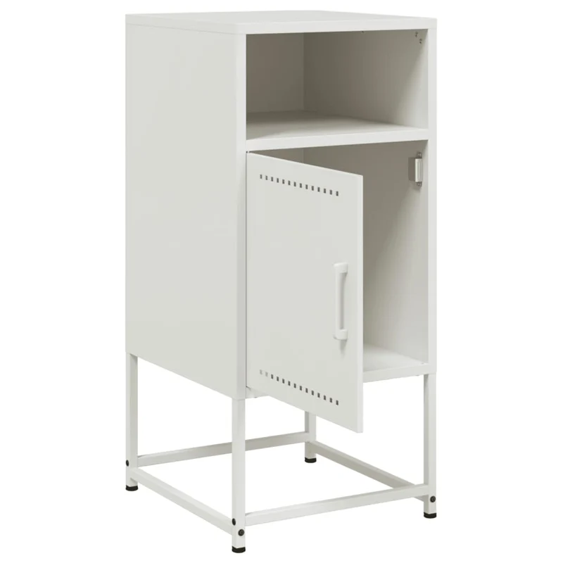 Lot de 2 tables de chevet avec compartiment avec porte 36 x 39 x 78 cm acier blanc DEC034876