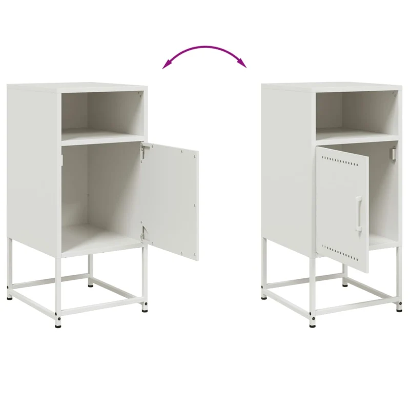 Lot de 2 tables de chevet avec compartiment avec porte 36 x 39 x 78 cm acier blanc DEC034876