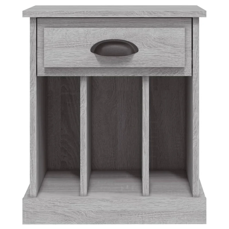 Table de chevet avec tiroir et 3 compartiments 43 x 36 x 50 cm bois d'ingénierie gris DEC034665