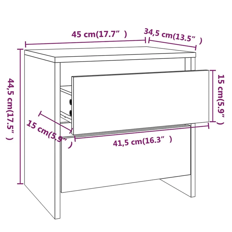 Lot de 2 tables de chevet avec deux tiroirs 45 x 34,5 x 44,5 cm en bois d'ingénierie couleur chêne DEC035297