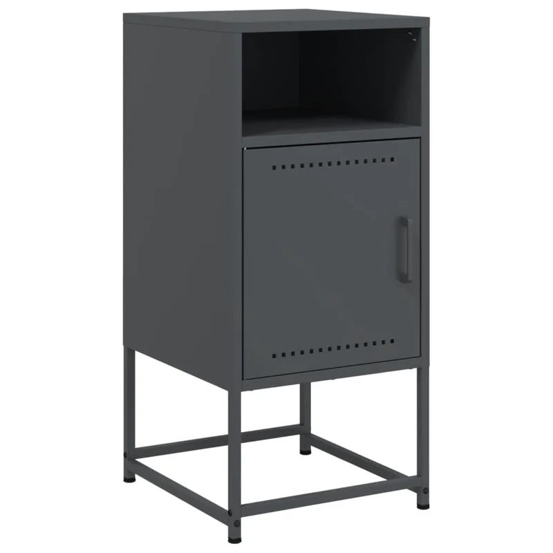 Lot de 2 tables de chevet avec compartiment avec porte 36 x 39 x 78 cm acier anthracite DEC034832