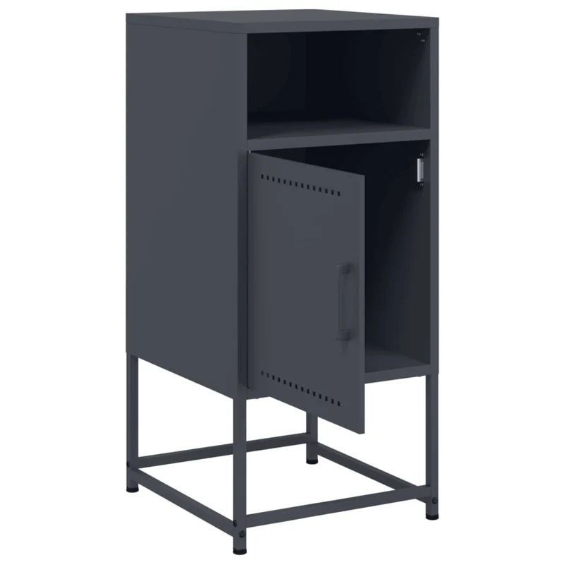 Lot de 2 tables de chevet avec compartiment avec porte 36 x 39 x 78 cm acier anthracite DEC034832