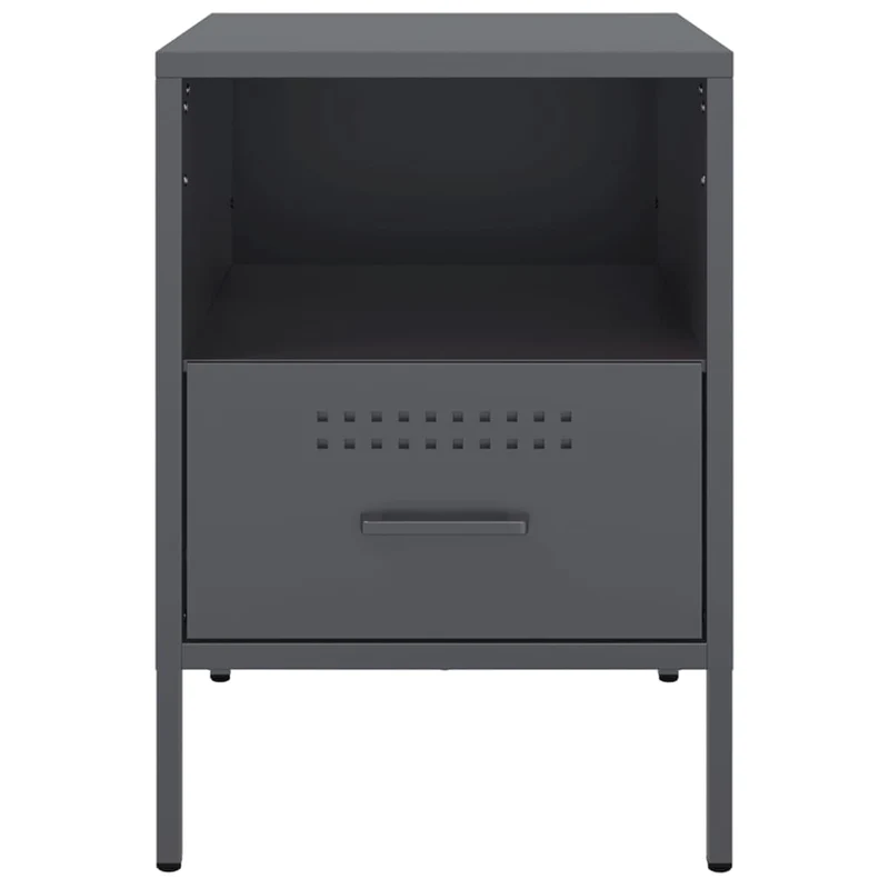 Lot de 2 tables de chevet avec tiroir et compartiment ouvert 36 x 39 x 50,5 cm acier anthracite DEC034825