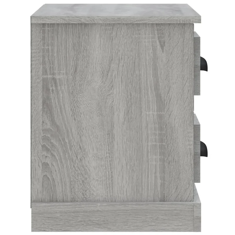 Table de chevet avec 2 tiroirs et 2 compartiments 60 x 35,5 x 45 cm bois d'ingénierie gris DEC034684