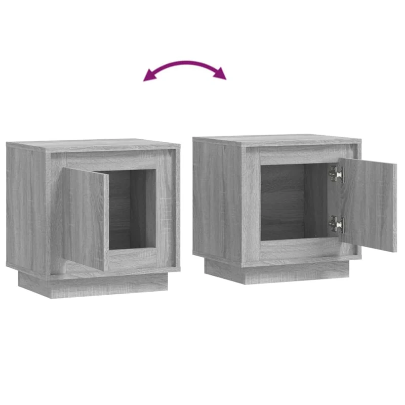Table de chevet avec compartiment avec porte 44 x 35 x 45 cm bois d'ingénierie gris DEC034667