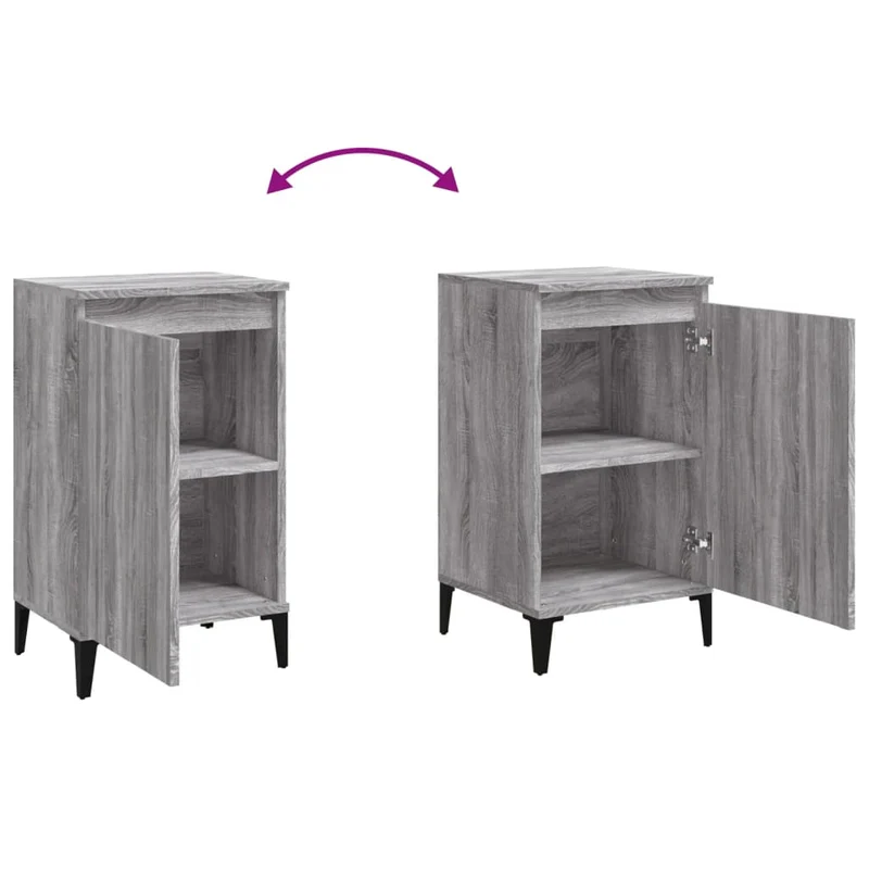 Table de chevet avec compartiment avec porte 40 x 35 x 70 cm bois d'ingénierie gris DEC034636