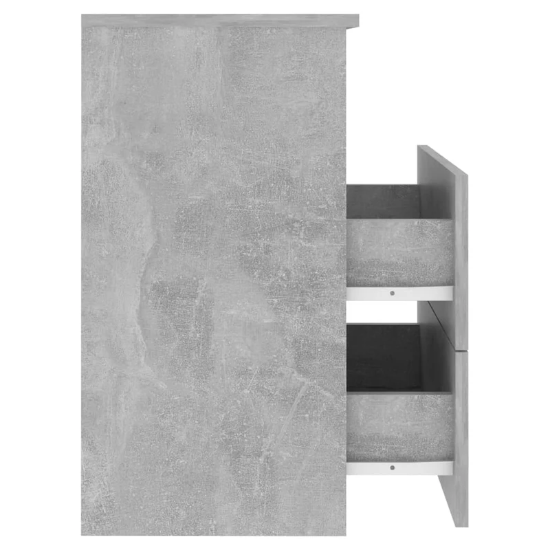 Table de chevet avec tiroirs et compartiment ouvert 50 x 32 x 60 cm bois d'ingénierie gris DEC034049