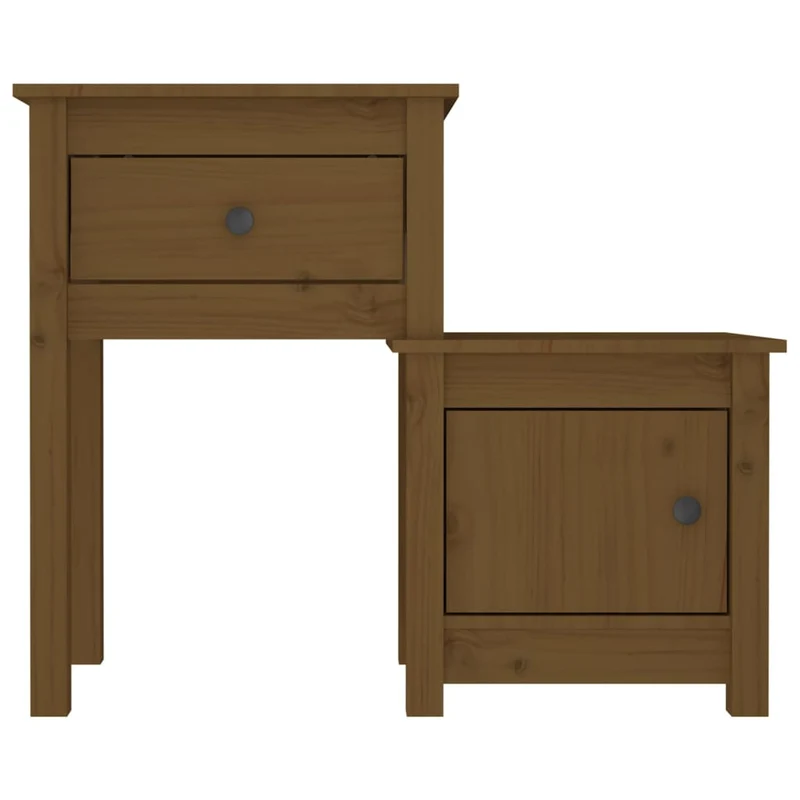 Lot de 2 tables de chevet avec tiroir et compartiment avec porte 79,5 x 38 x 65,5 cm bois de pin marron miel DEC035453