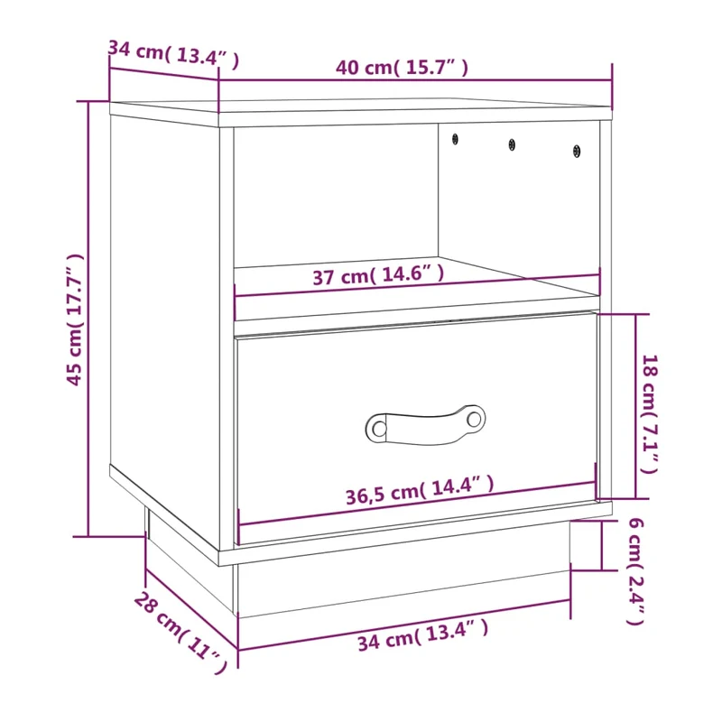 Lot de 2 tables de chevet avec tiroir et compartiment ouvert 40 x 34 x 45 cm bois de pin gris DEC035323