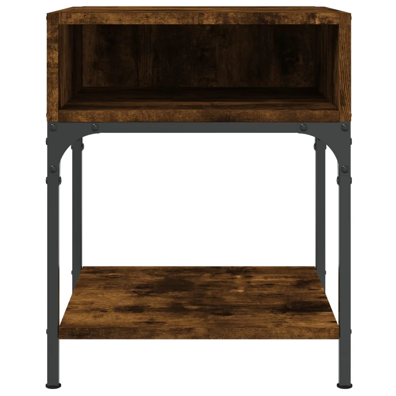 Lot de 2 tables de chevet avec compartiment ouvert 40 x 41 x 50 cm bois d’ingénierie marron et fer DEC035128
