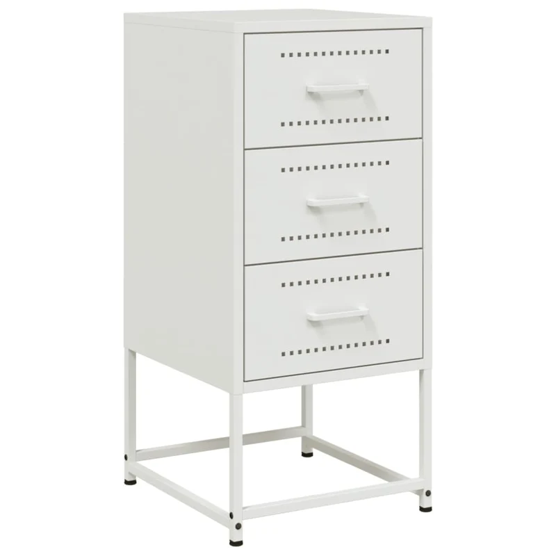 Lot de 2 tables de chevet avec tiroirs 36 x 39 x 78 cm acier blanc DEC034875