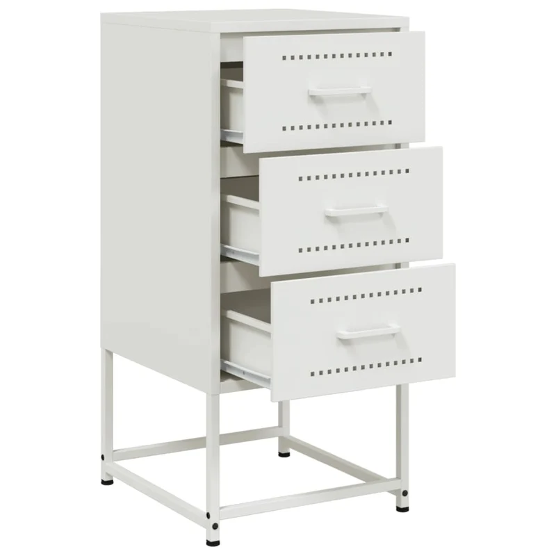 Lot de 2 tables de chevet avec tiroirs 36 x 39 x 78 cm acier blanc DEC034875
