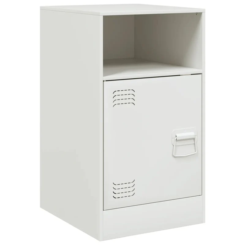 Lot de 2 tables de chevet avec compartiment avec porte 34,5 x 39 x 62 cm acier blanc DEC034854