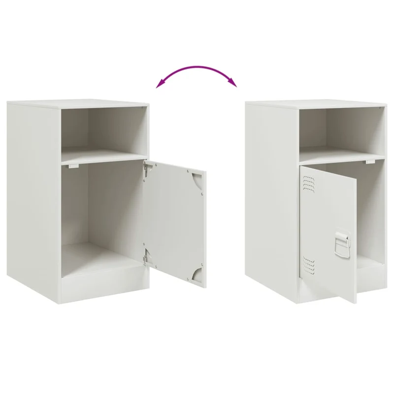 Lot de 2 tables de chevet avec compartiment avec porte 34,5 x 39 x 62 cm acier blanc DEC034854