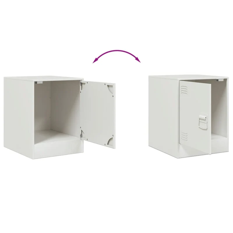 Lot de 2 tables de chevet avec compartiment avec porte 34,5 x 39 x 44 cm acier blanc DEC034853