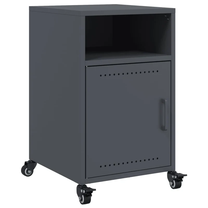 Lot de 2 tables de chevet avec compartiment avec porte 36 x 39 x 59 cm acier anthracite DEC034827