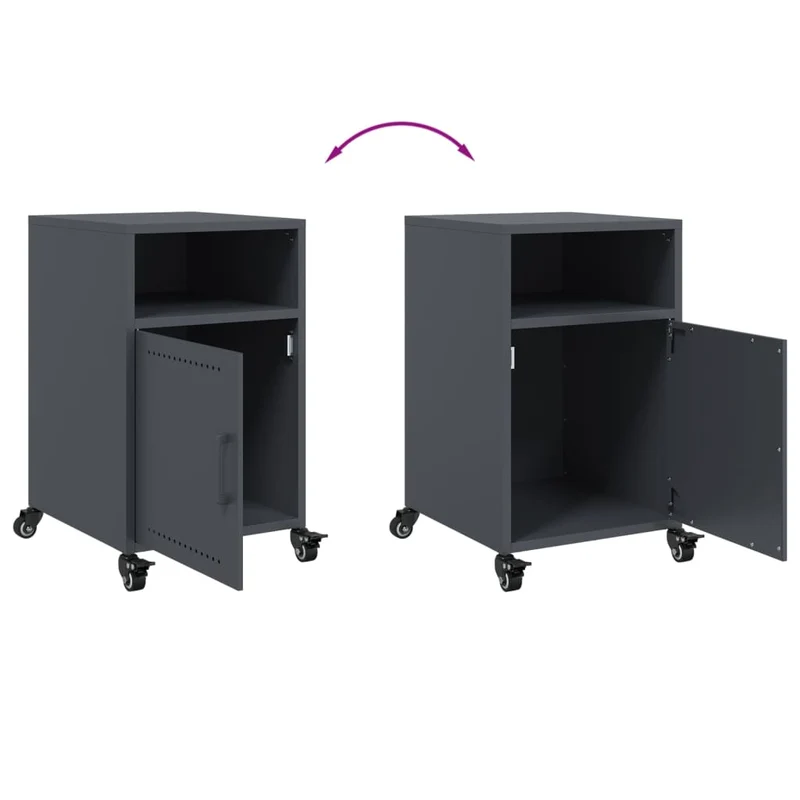 Lot de 2 tables de chevet avec compartiment avec porte 36 x 39 x 59 cm acier anthracite DEC034827