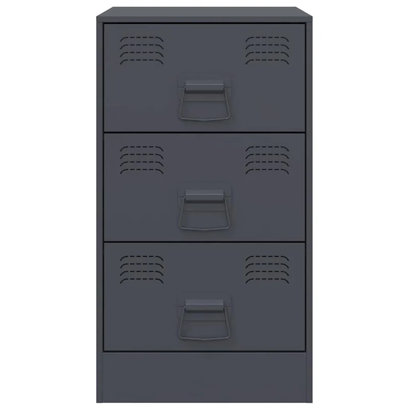 Lot de 2 tables de chevet avec 3 tiroirs 34,5 x 39 x 62 cm acier anthracite DEC034819