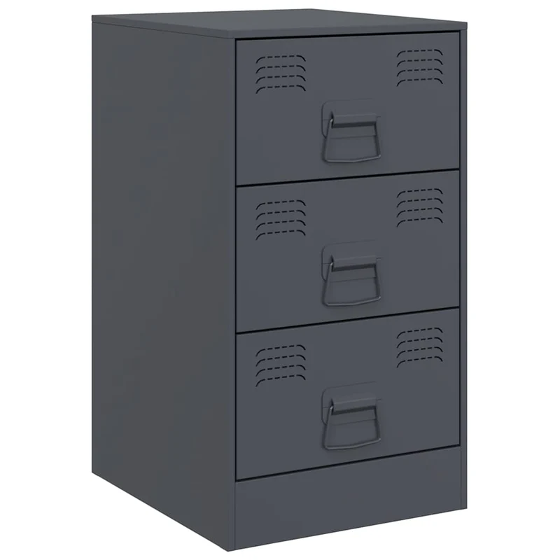 Lot de 2 tables de chevet avec 3 tiroirs 34,5 x 39 x 62 cm acier anthracite DEC034819