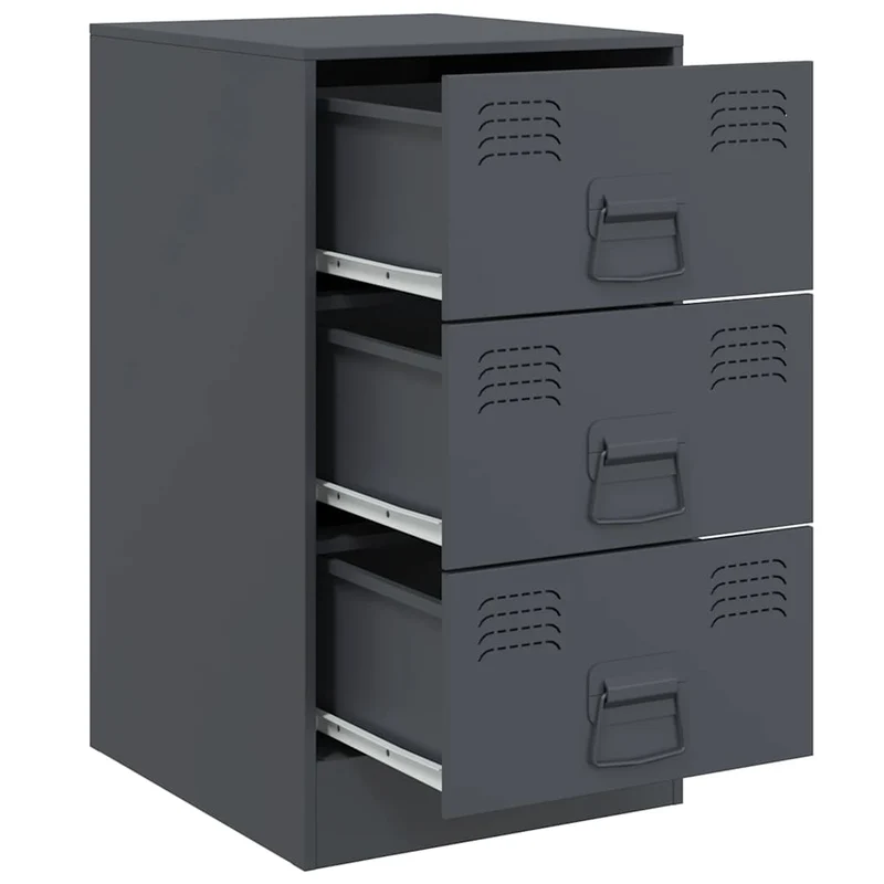 Lot de 2 tables de chevet avec 3 tiroirs 34,5 x 39 x 62 cm acier anthracite DEC034819