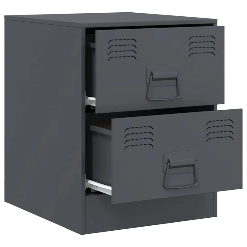 Lot de 2 tables de chevet avec tiroirs 34,5 x 39 x 44 cm acier anthracite DEC034817