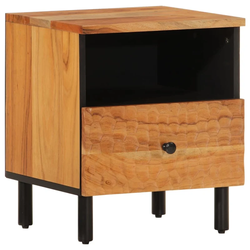 Lot de 2 tables de chevet avec tiroir et compartiment 40 x 33 x 46 cm bois d'acacia et fer DEC034770