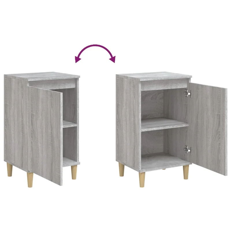 Table de chevet avec compartiment avec porte 40 x 35 x 70 cm bois d'ingénierie gris DEC034637
