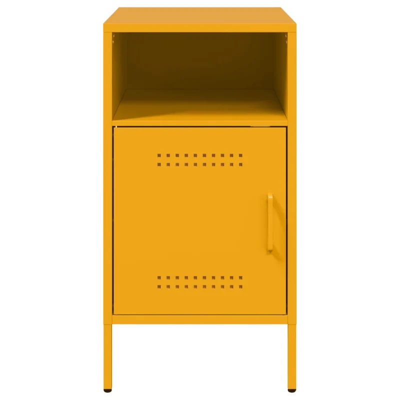 Lot de 2 tables de chevet avec compartiment avec porte 36 x 39 x 68 cm acier jaune moutarde DEC035433