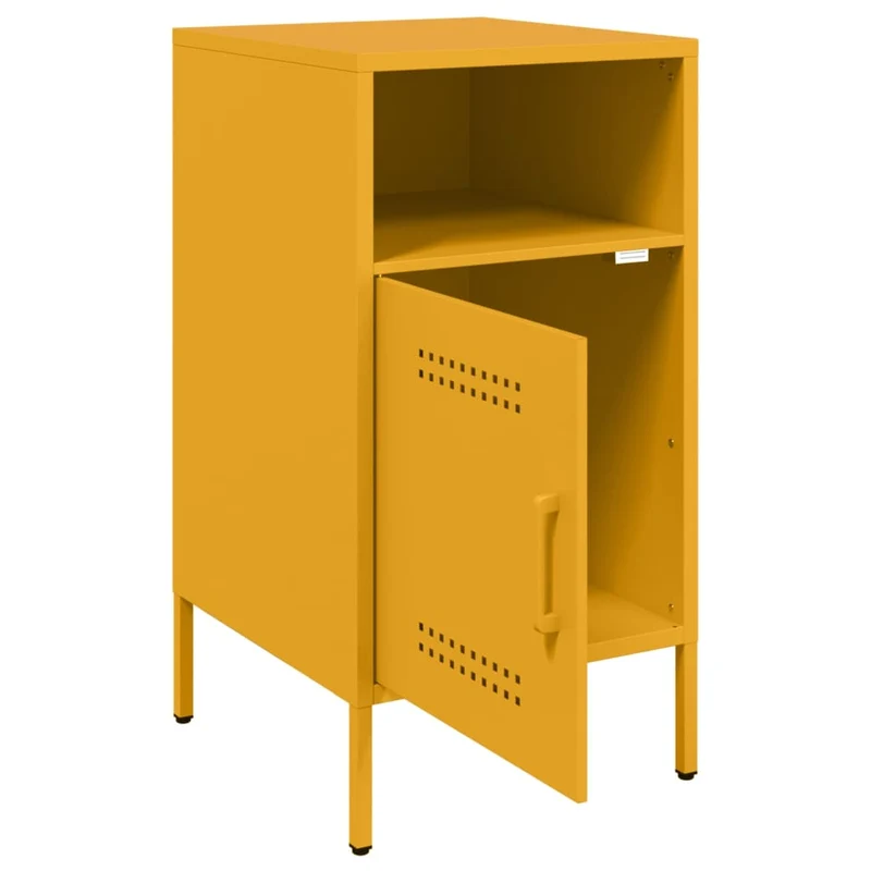 Lot de 2 tables de chevet avec compartiment avec porte 36 x 39 x 68 cm acier jaune moutarde DEC035433